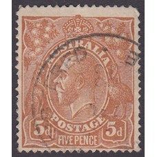 Australian    King George V    5d Chestnut   Single Crown WMK  Plate Variety 1R17